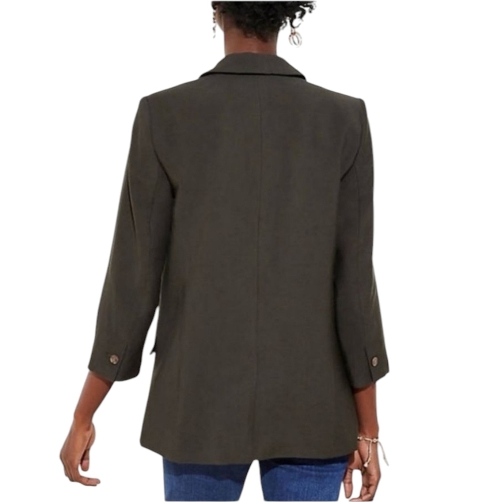NWT LOFT Olive Green Open Front 3/4 Length Sleeve sz 8P Blazer - Picture 2 of 13